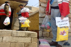 توزیع سبد های غذایی بین نیازمندان شهرستان جوانرود در قالب طرح همای رحمت 